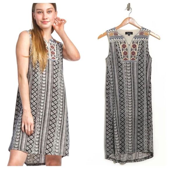 Papillon Embroidered Dress Split Yoke Small Festival Boho Vacation Summer - Picture 1 of 9
